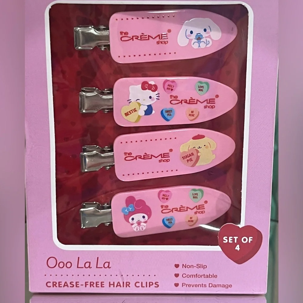 Hello Kitty Pink Sweethearts Ooo La La Hair Clip Set of 4, new!